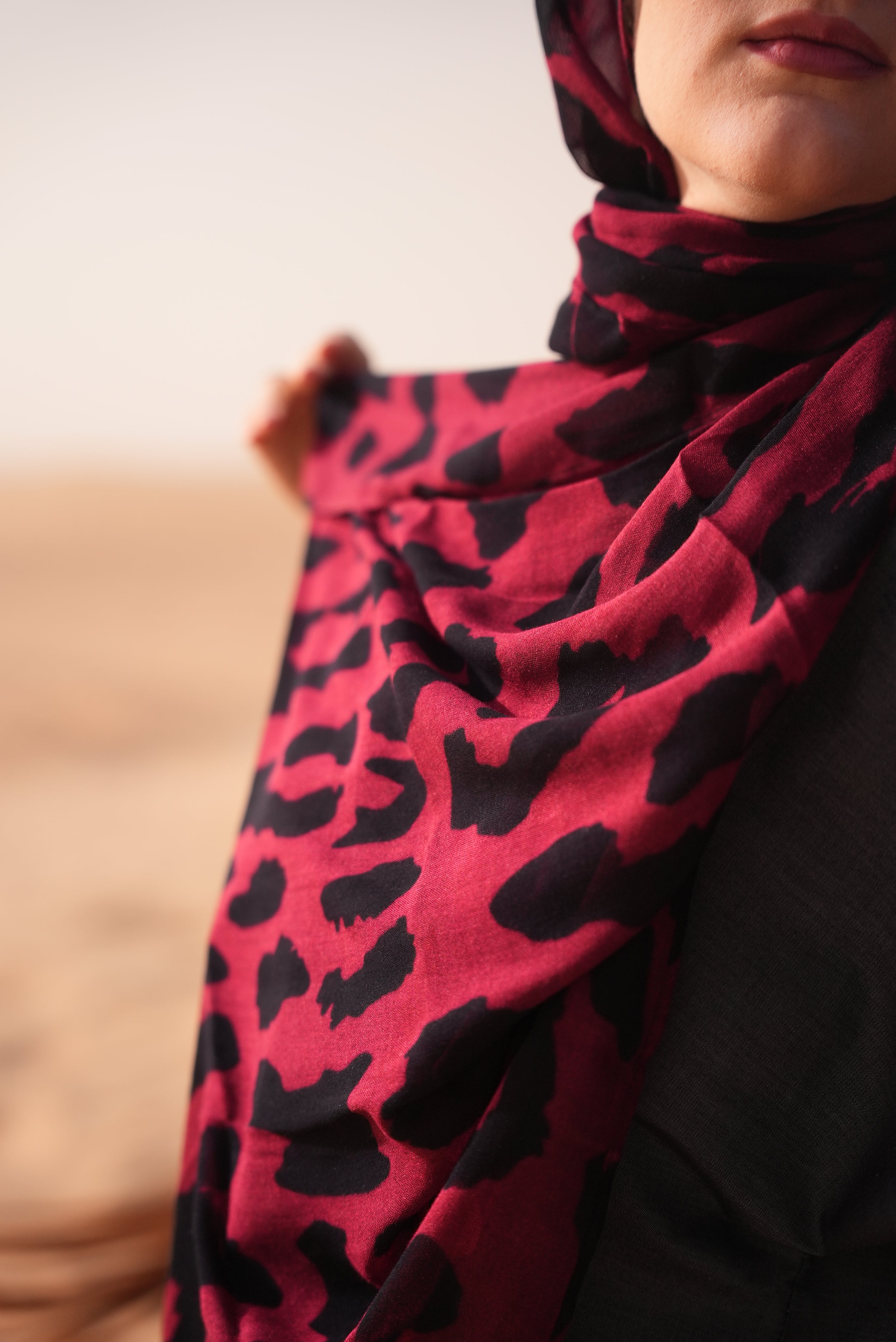 Printed Modal- Deep Red Leopard