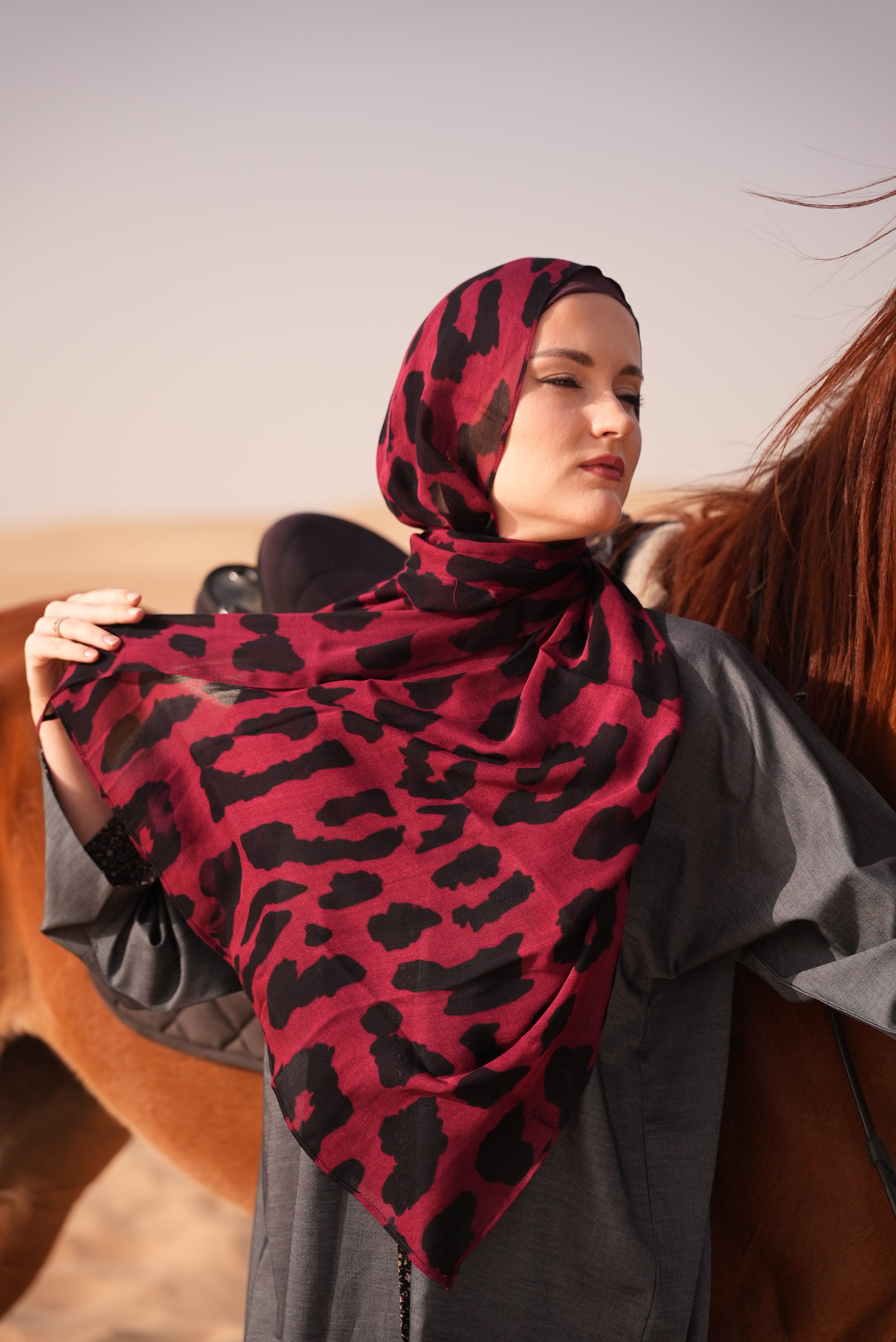 Printed Modal- Deep Red Leopard