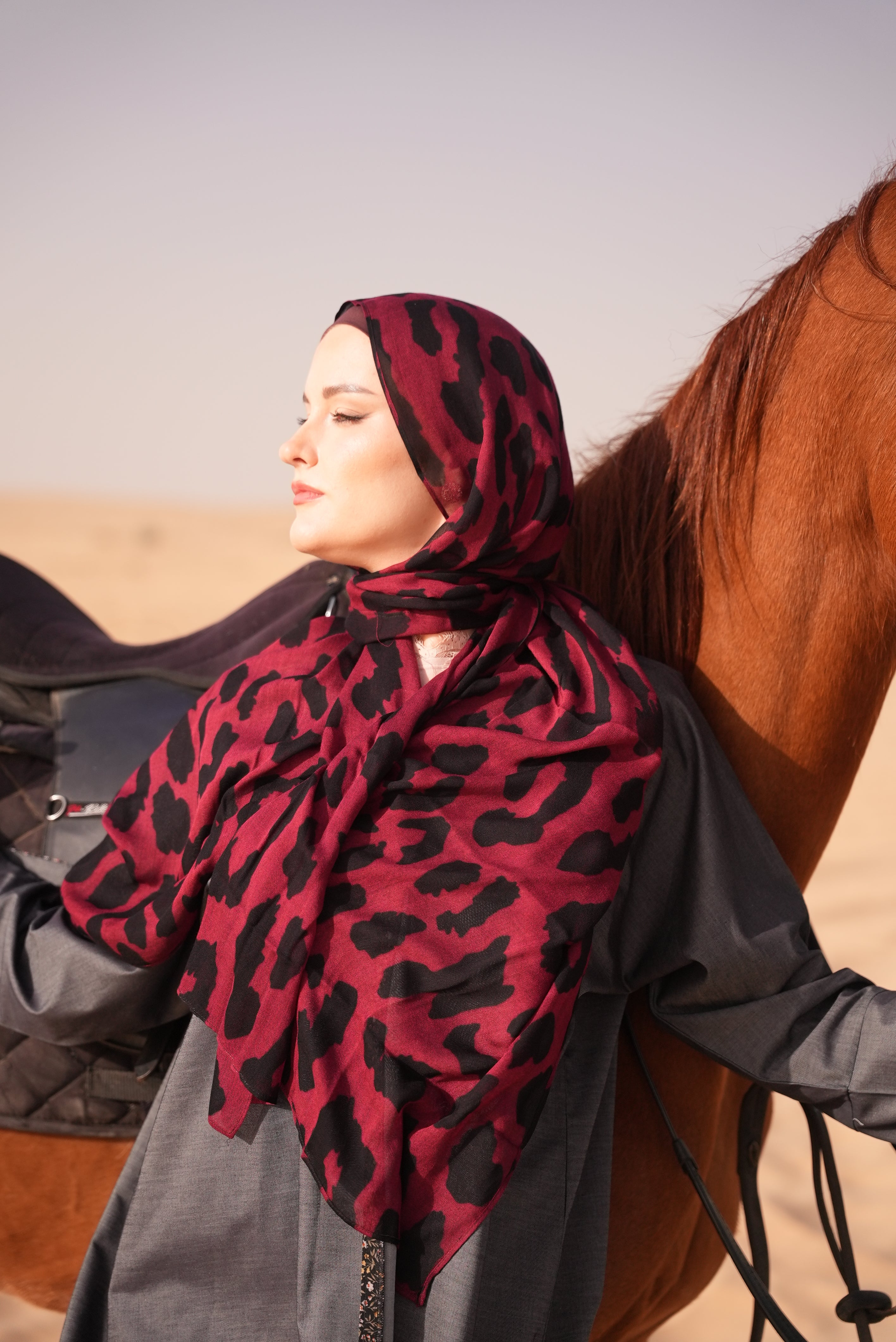 Printed Modal- Deep Red Leopard