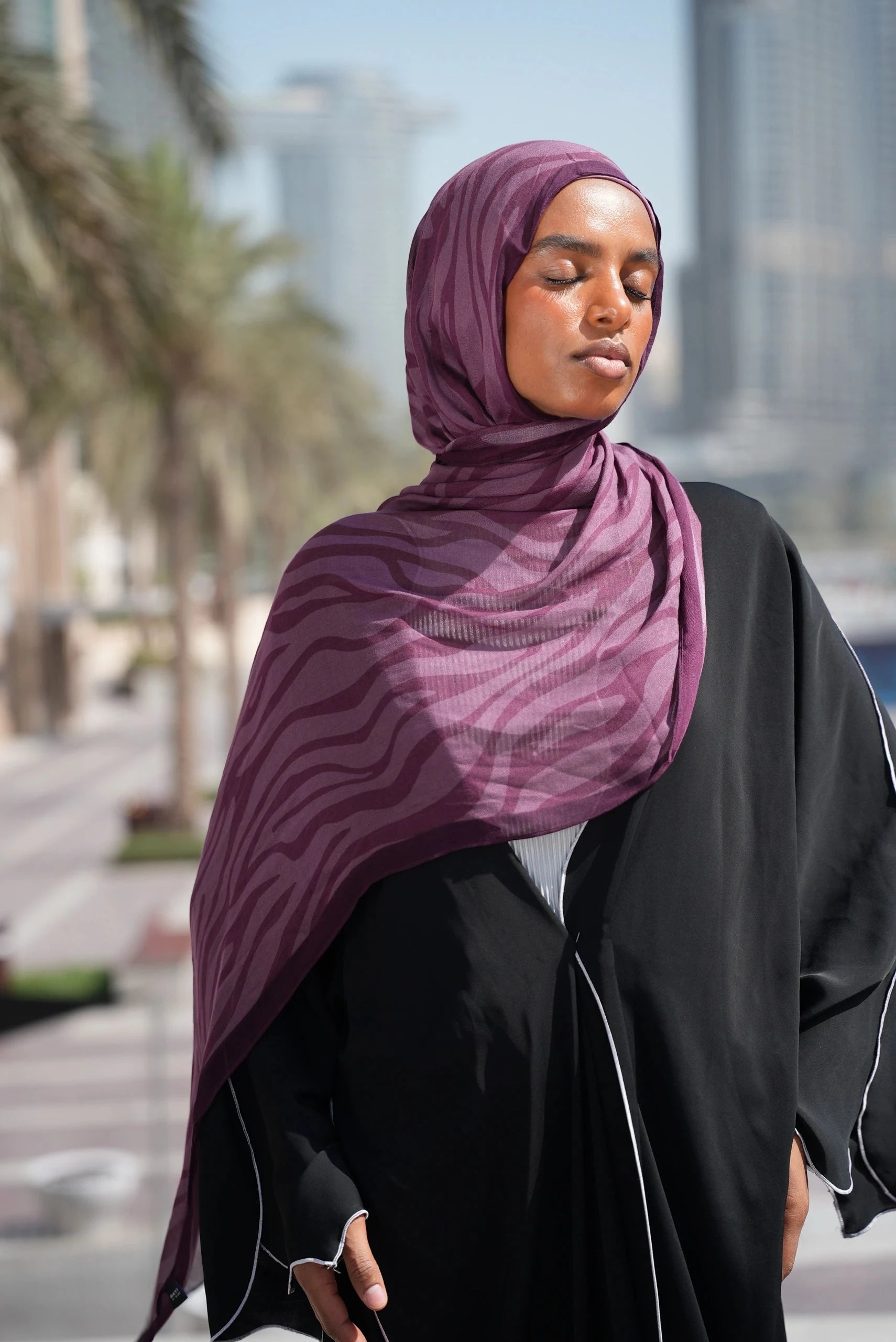 Printed Modal-Plum Zebra