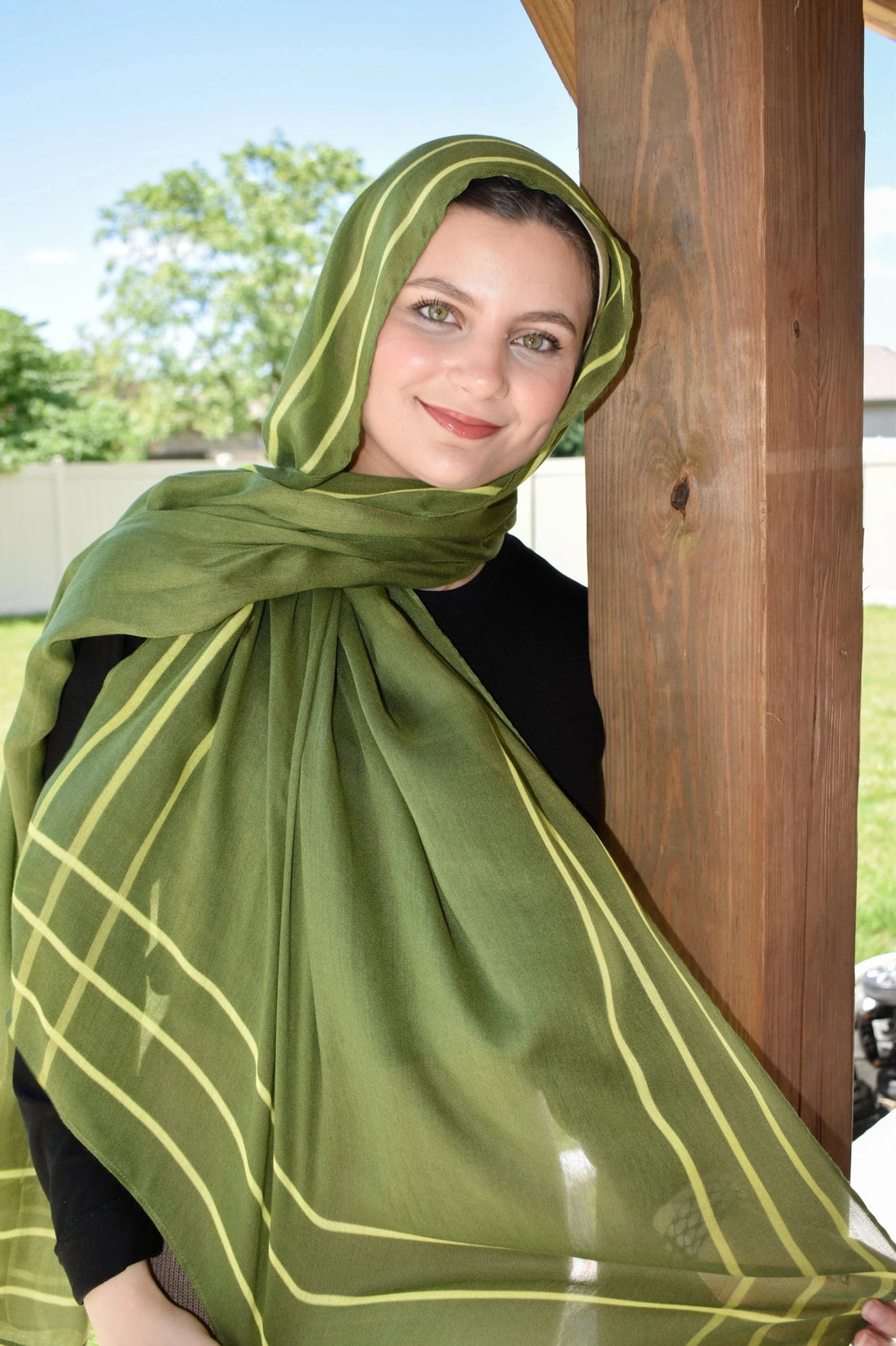 Printed Modal- Olive Stripe