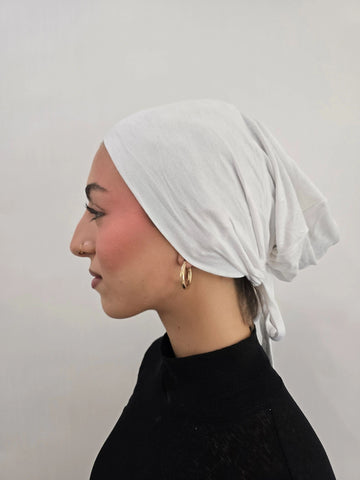 Cotton Jersey Tie Back Undercap- White