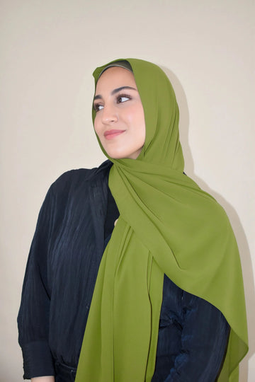 premium Luxury Chiffon- Olive Green