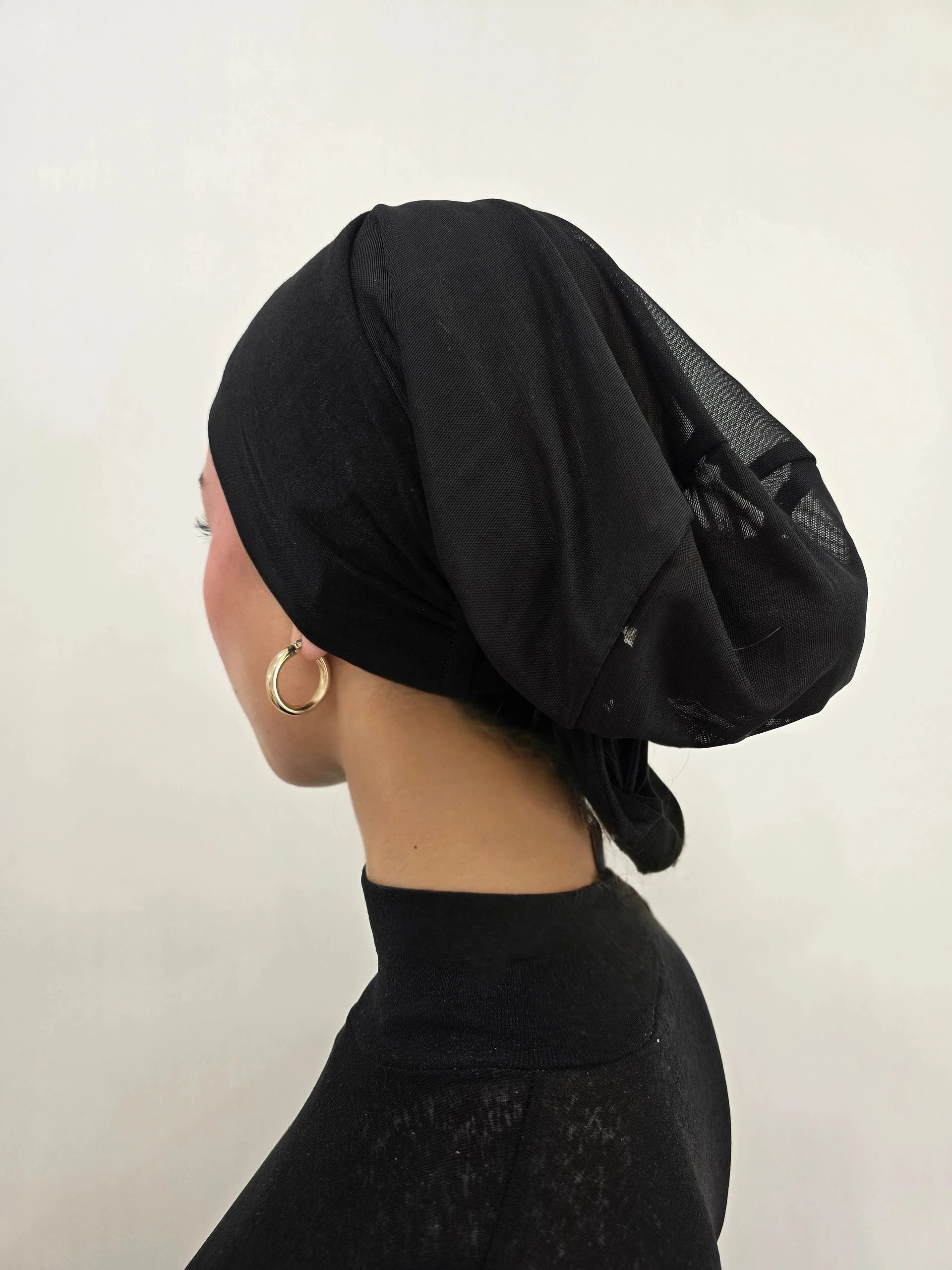 Mesh Tie Back Undercap- Black