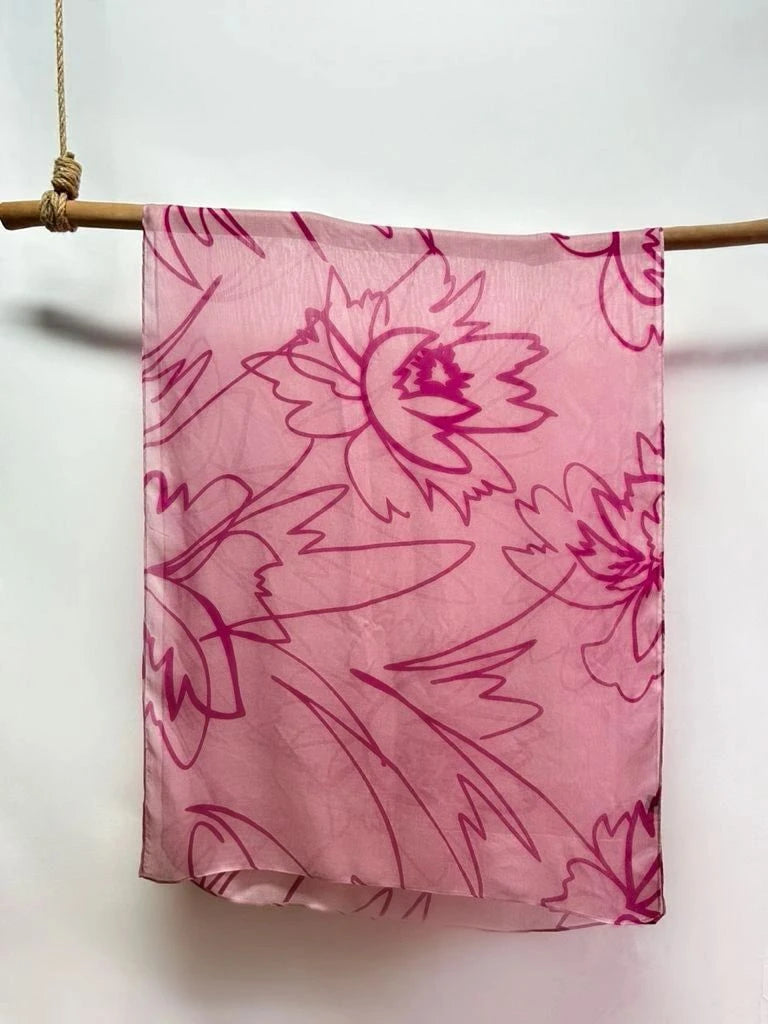 Printed Modal- Pink Silhouette