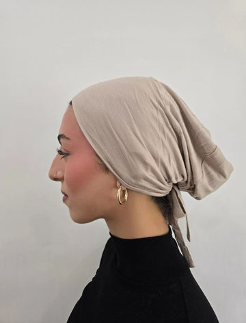 Cotton Jersey Tie Back Undercap- Oat