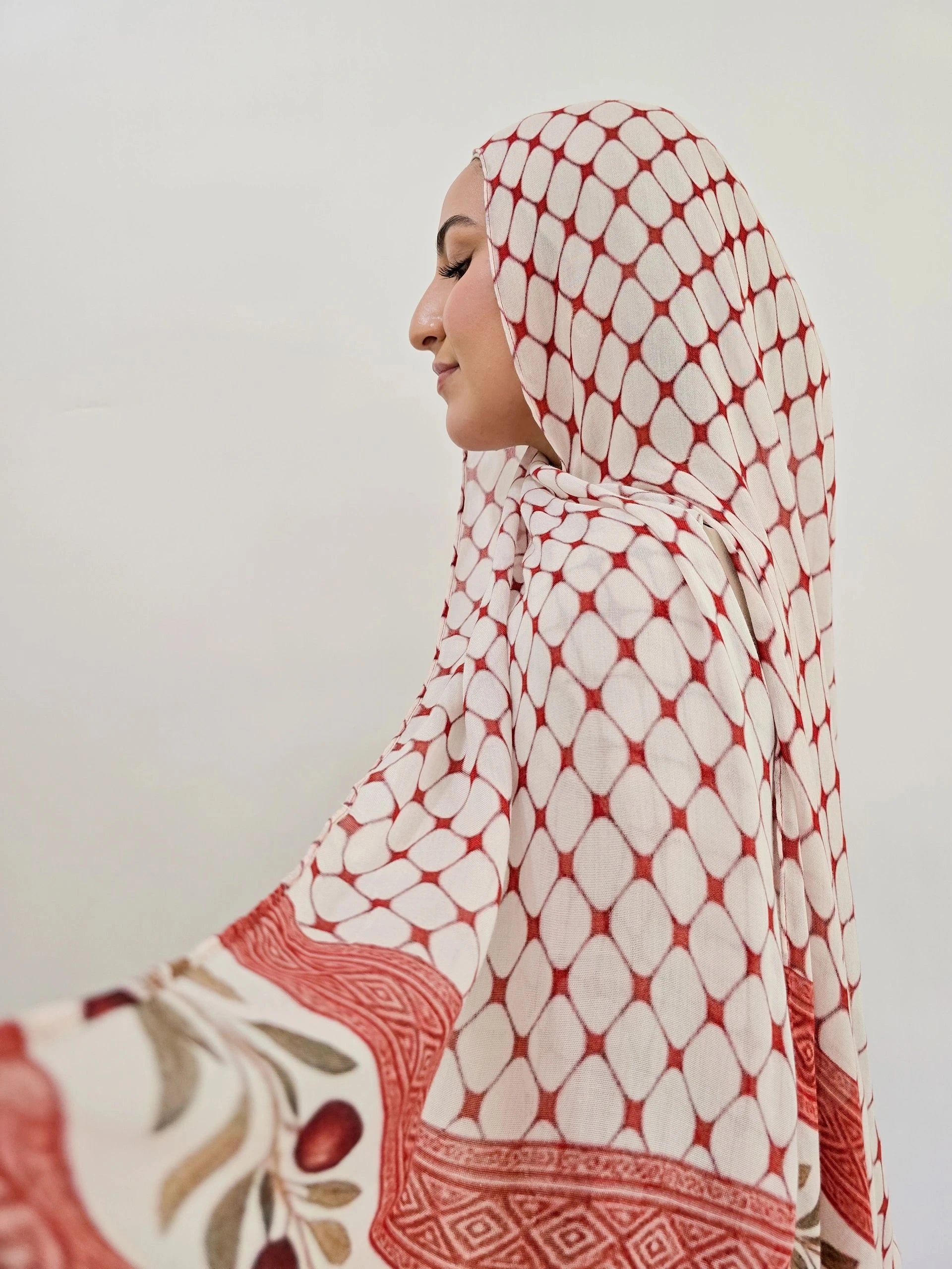 Printed Modal- Crimson Kufiyyah