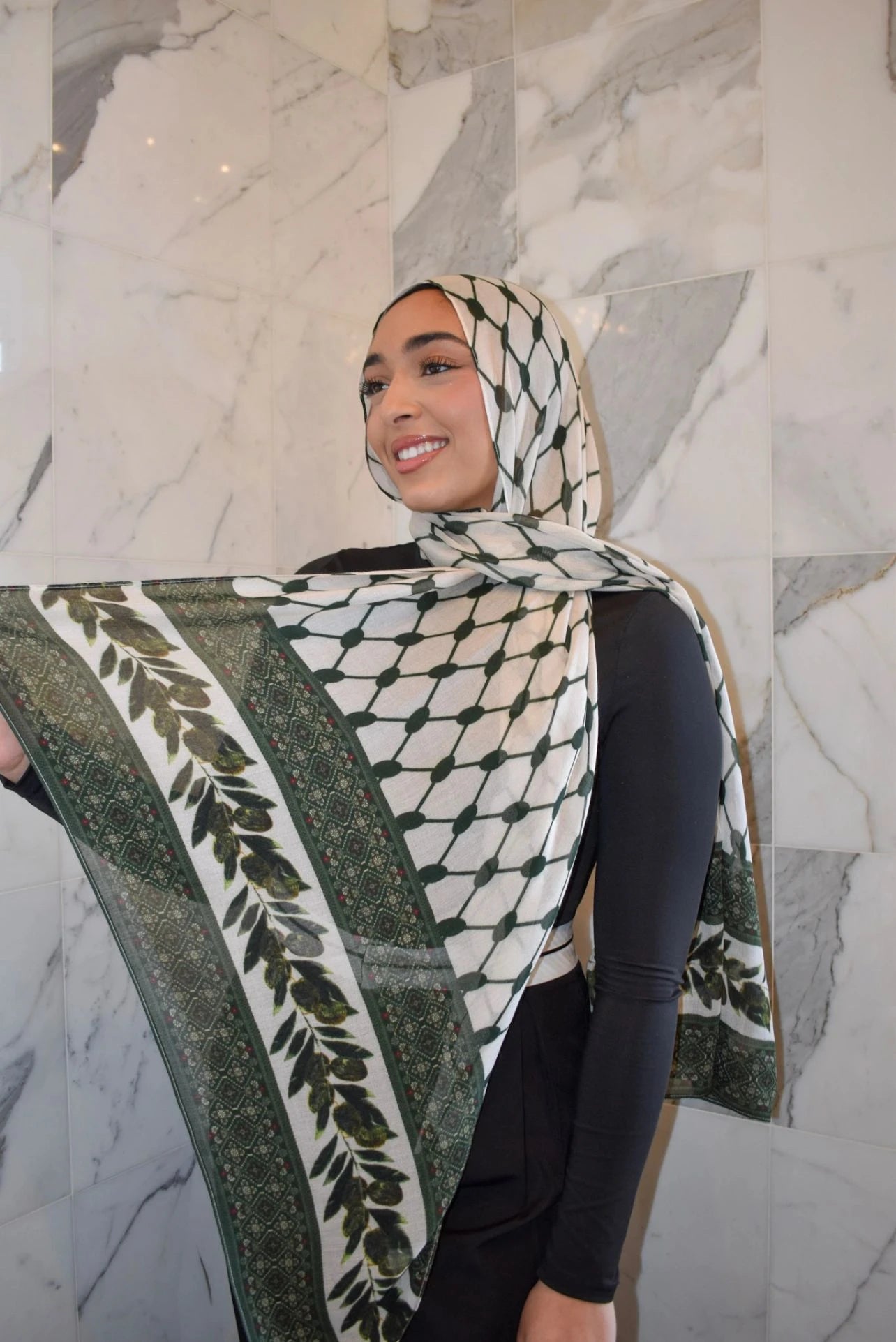 Printed Modal- Olive Kufiyyah