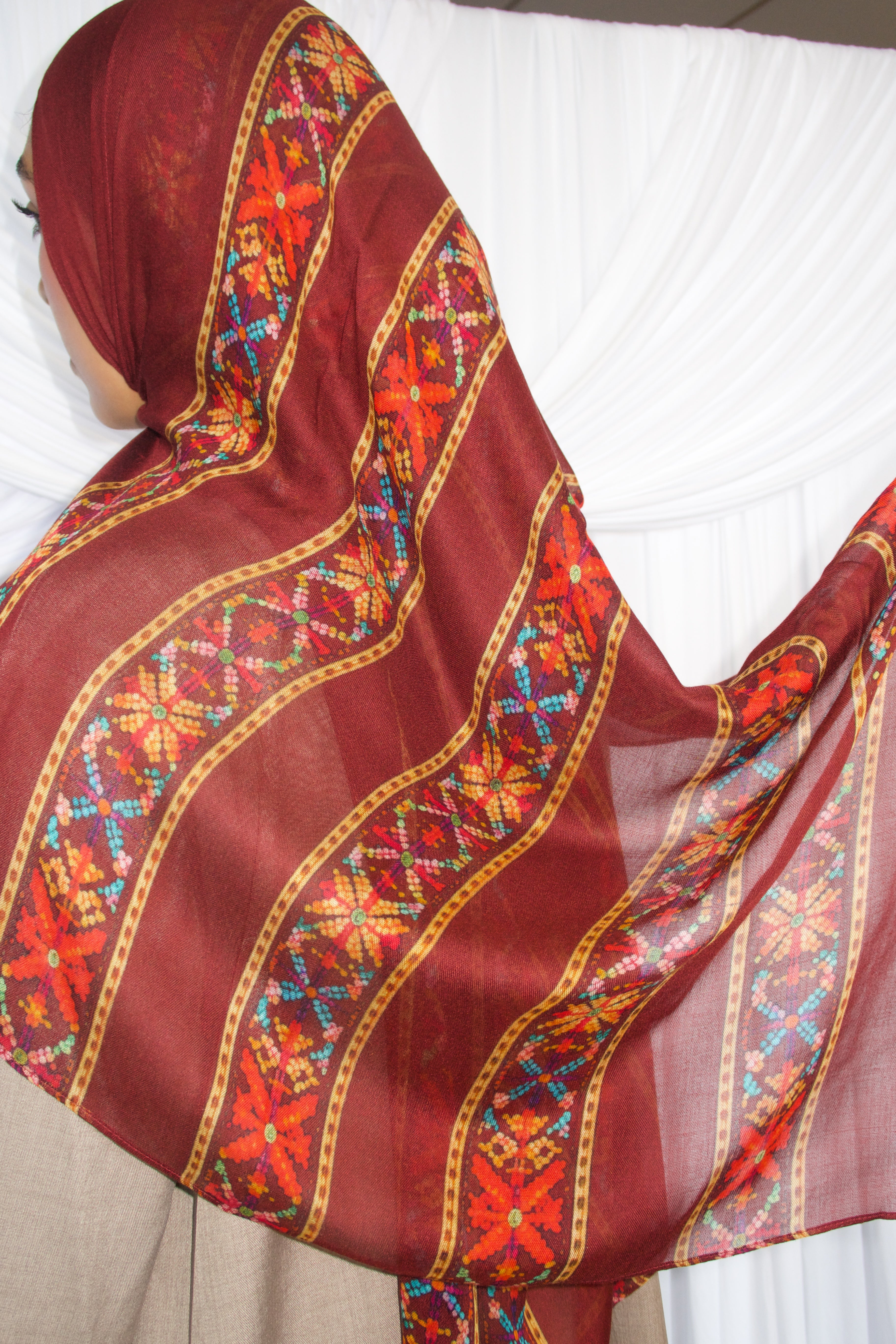 Printed Modal- Maroon Heritage